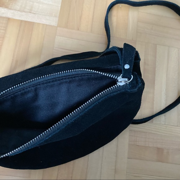 Urban Outfitters double pouch black suede cross body bag / purse - Picture 14 of 16